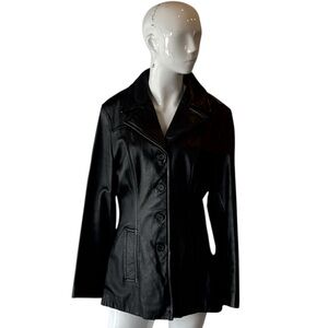Wilsons Pelle Studio Classic Black Leather Jacket Size Medium